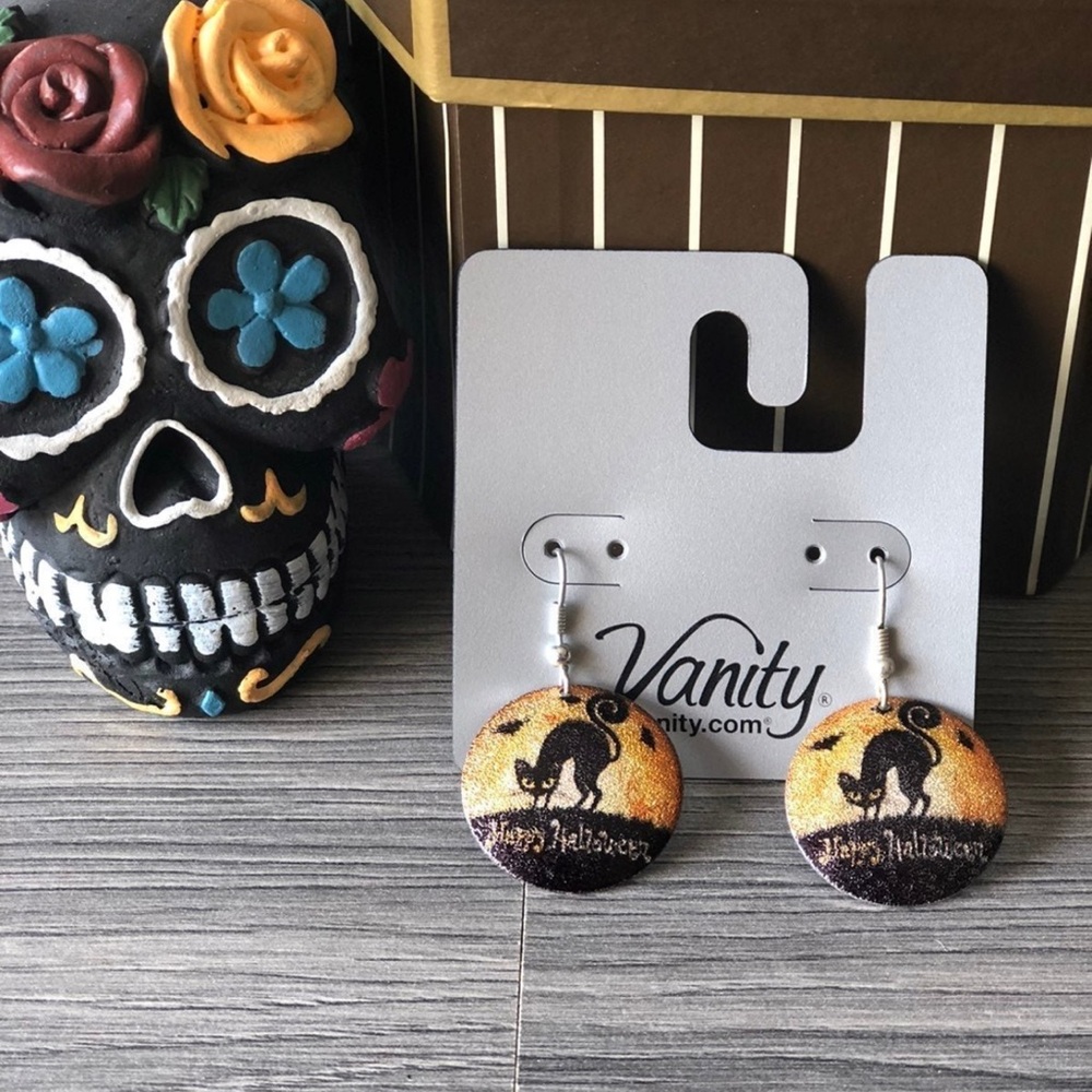 Halloween Cat Print Earrings